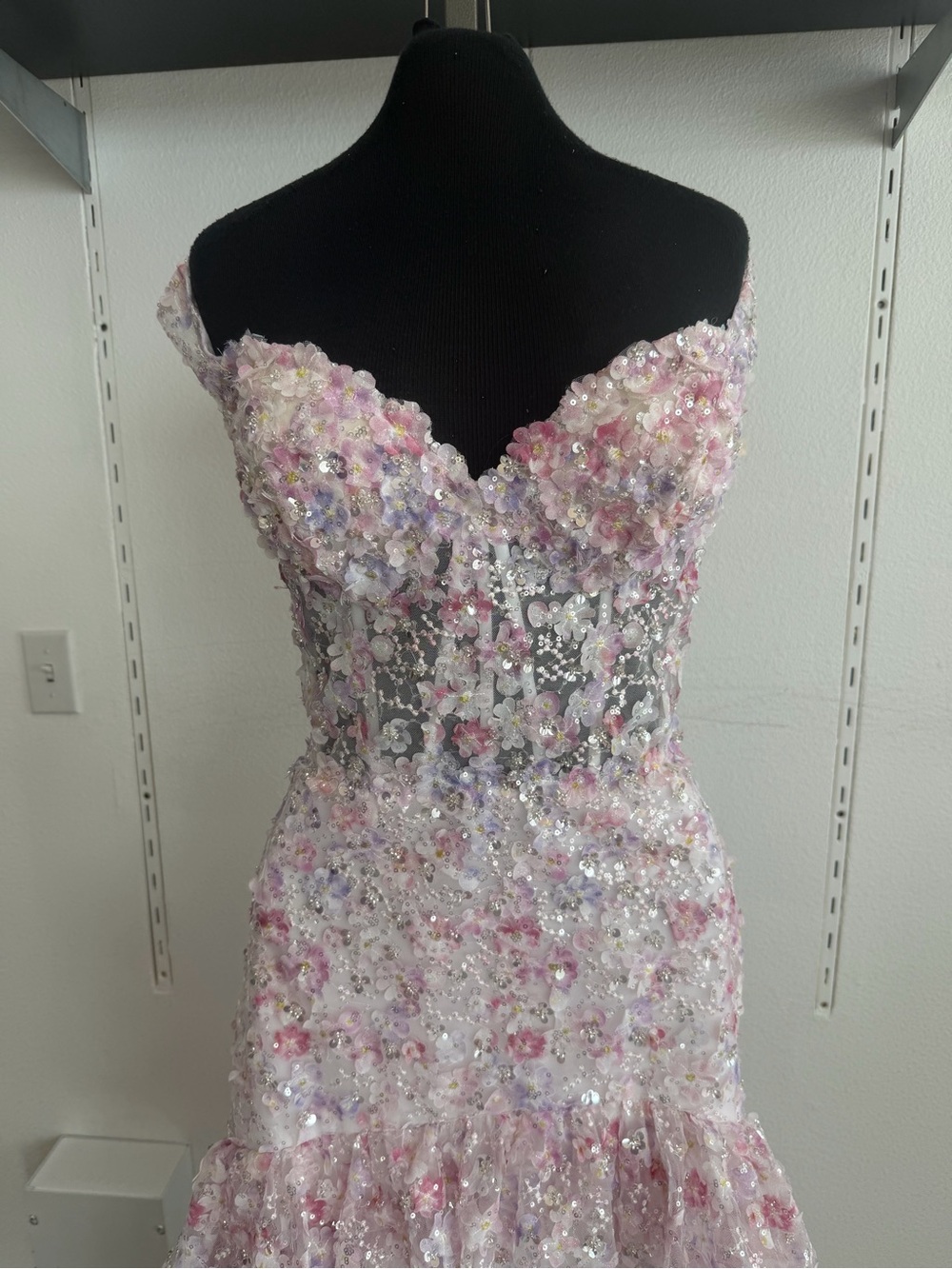 Alyce Paris One-Shoulder Sparkling Blush Pink Mermaid Gown - Picture 4 of 7